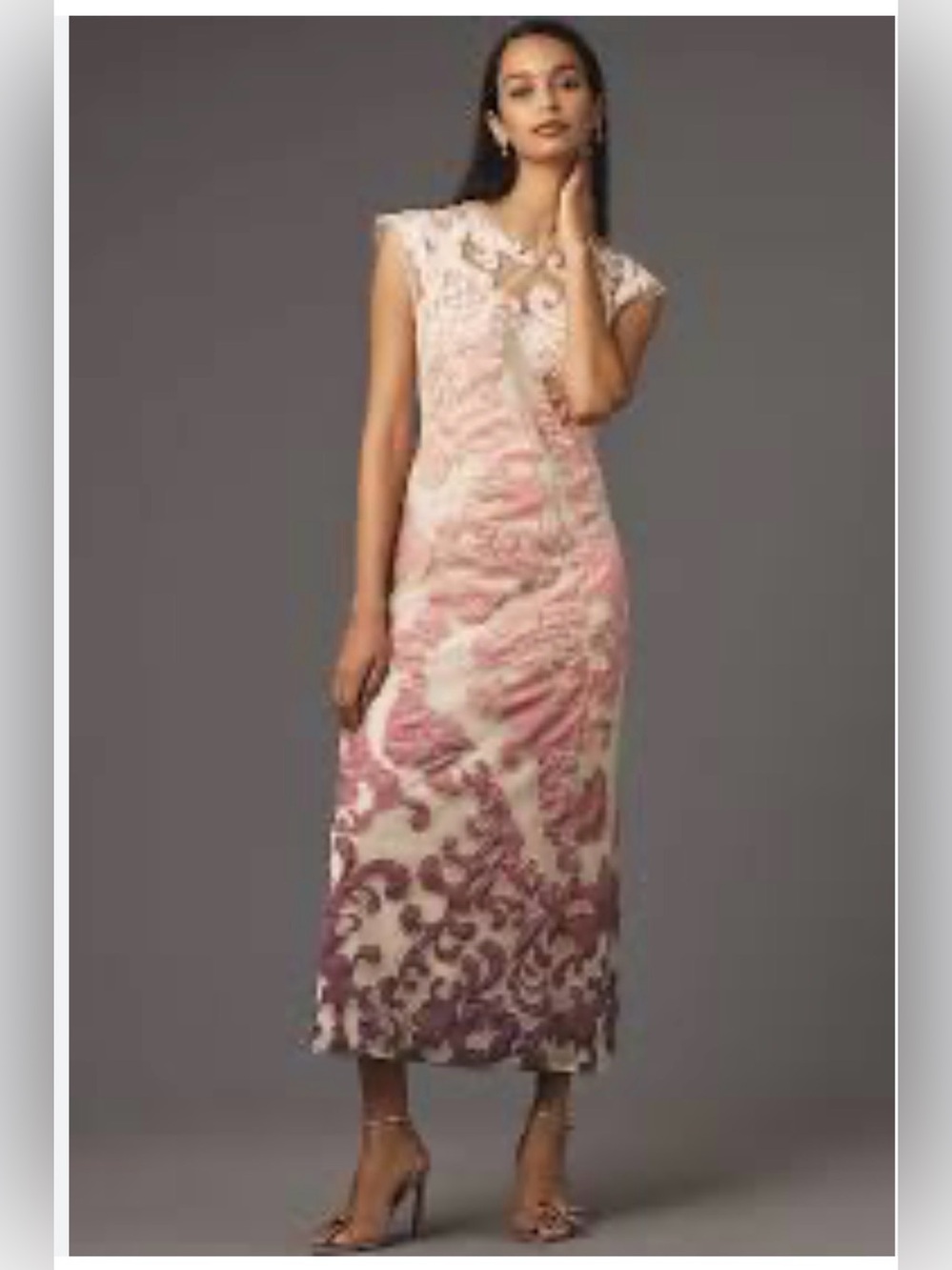 Anthropologie Let Me Be Elegant Pink Floral Lace Midi Dress
